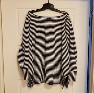 Talbots Black & White Striped Knit Tunic